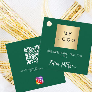 Green name logo QR Instagram code hang tag