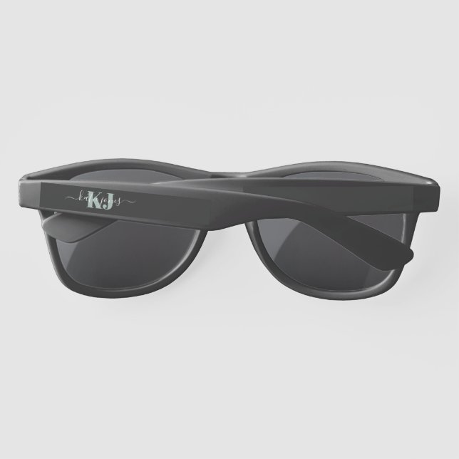 Green Name & Monogram | Retro Typography Sunglasses (Back)