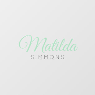 Green Name Script Bedroom Nursery Decor Wall Decal