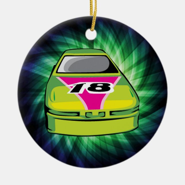 Green Nascar Ceramic Ornament (Front)