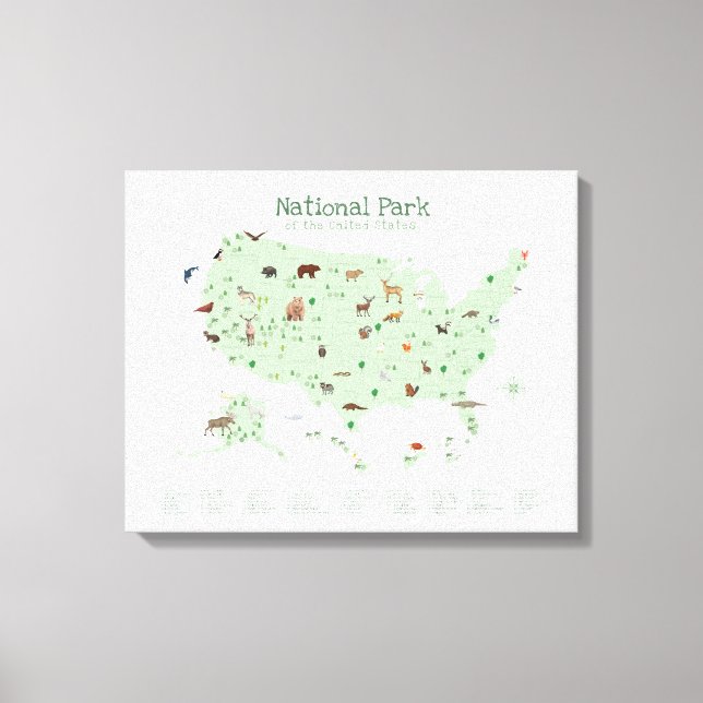Green National Park Map Woodland Nursery  Canvas Print (Front)