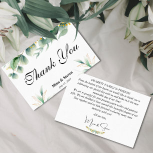 Green natural eucalyptus floral leaves wedding  thank you card