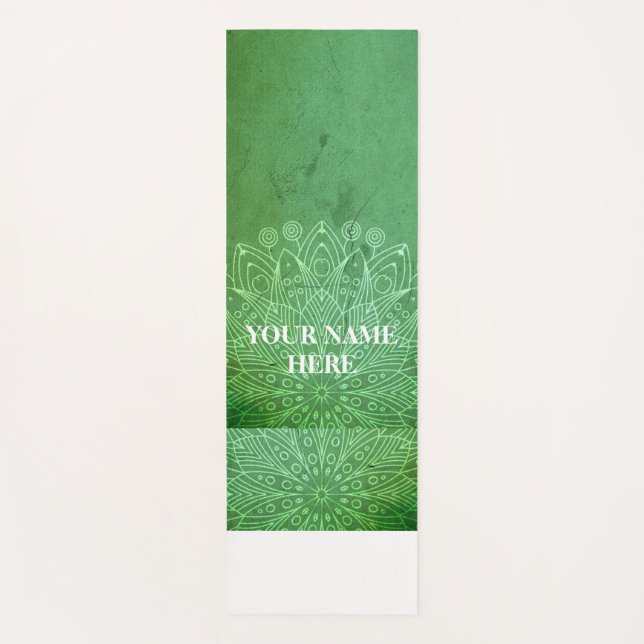Green Natural Mandala Floral Yoga Mat (Front)