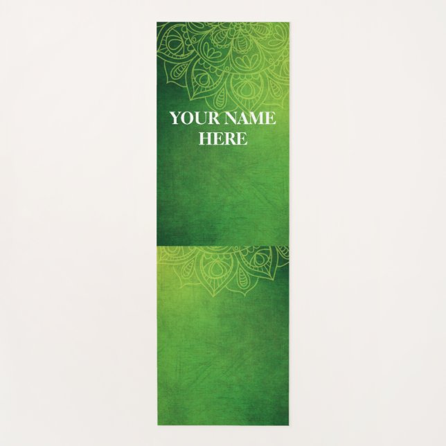 Green Natural Mandala Floral Yoga Mat (Front)
