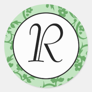 Green Natural Pattern Monogram Initial Sticker