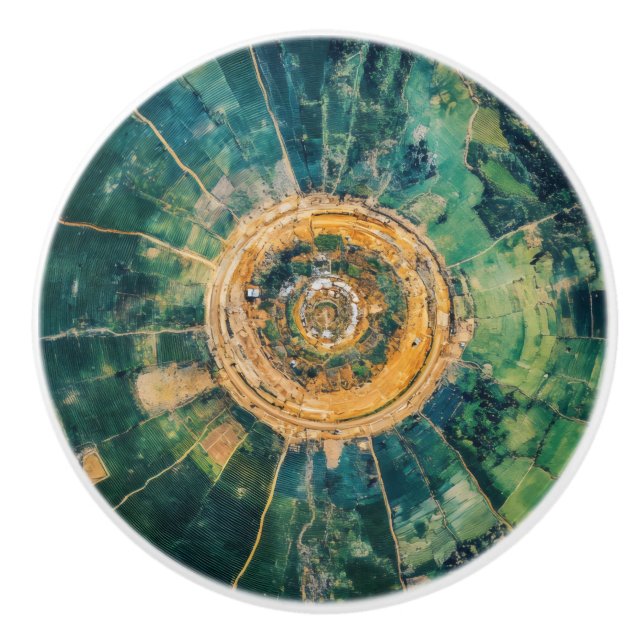 Green Natural Stone Pattern Ceramic Knob (Front)