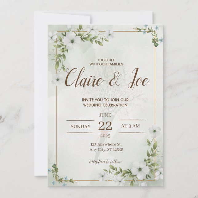 Green Natural Wedding Invitation (Front)