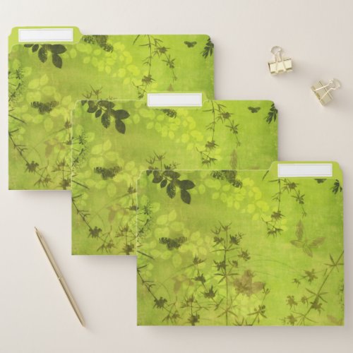 Green Nature Forest Wildflowers Butterfly File Folder