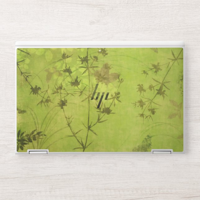 Green Nature Forest Wildflowers Butterfly HP Laptop Skin (Front)