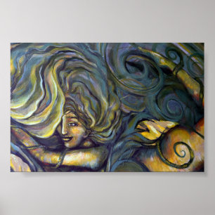 Green Nature Goddess Floral Green Garden Witch Poster