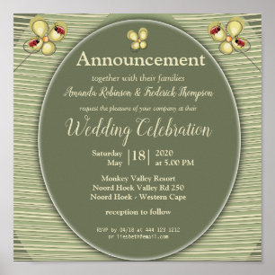 Green Nature Hues & Stripes- Flower Friends Poster