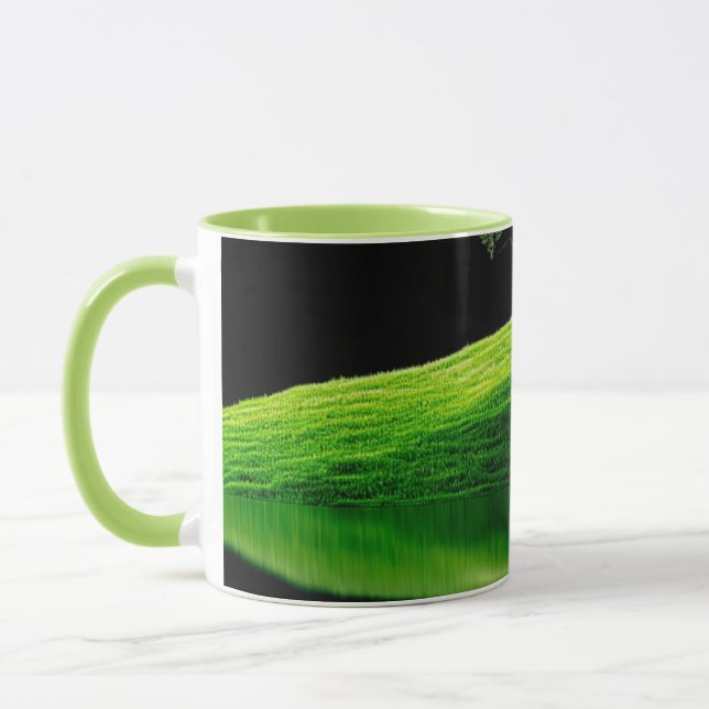 Green Nature Landscape Reflection Coffee Mug | Sce (Left)