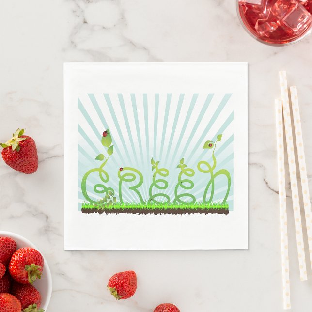 Green Nature Typography Eco-Friendly Napkins (Creator Uploaded)