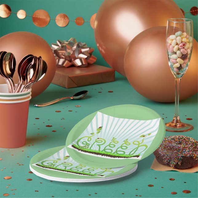 Green Nature Typography Eco-Friendly Paper Plates (Creator Uploaded)