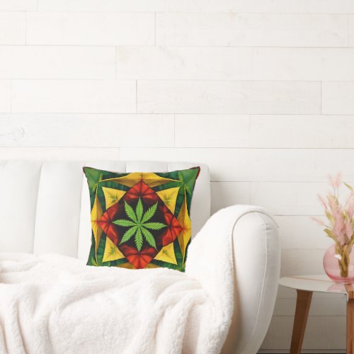 Green Nature Watercolor Pattern Throw Pillow