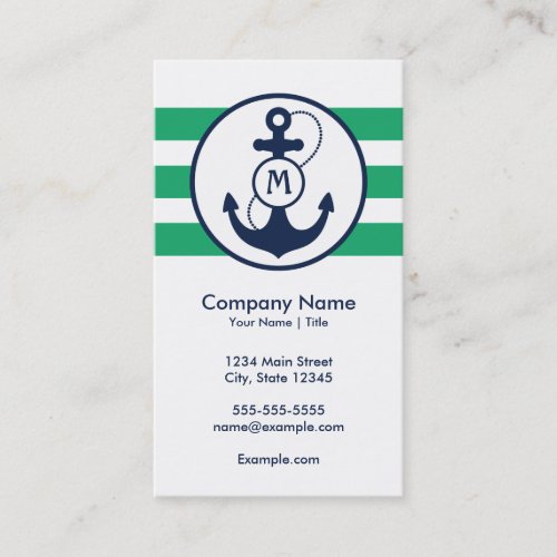 Nautical Anchor Monogram Business Card Templates
