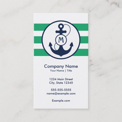 Customizable Nautical Anchor Monogram Business Card Templates