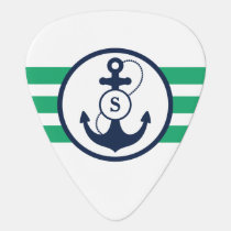 Green Nautical Monogram Guitar Pick