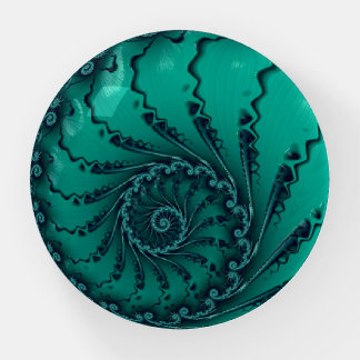 Green Nautilus Shelli Fractal Spiral  Paperweight