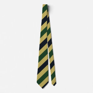 Green Navy and Gold Diagonally-Striped Tie