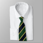 Green Navy and Gold Regimental Stripe Tie<br><div class="desc">This green,  navy,  and gold diagonally-striped tie manages to be both classic and modern.</div>