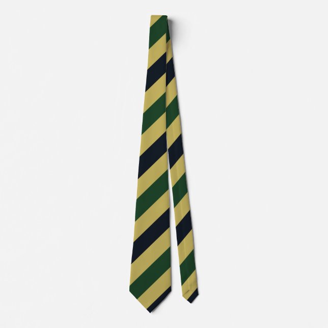 Green Navy and Gold Regimental Stripe Tie (Front)
