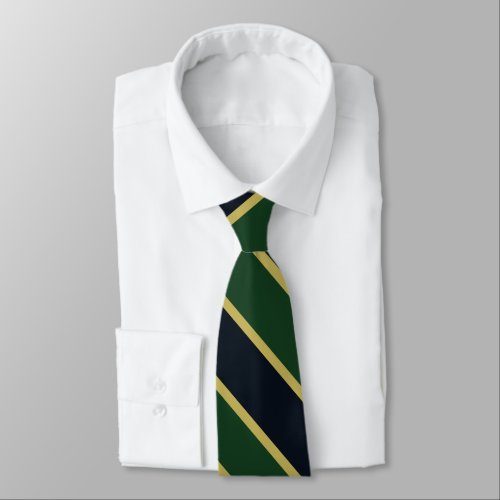 Green Navy and Gold University Stripe II Tie
