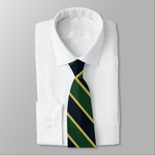 Green Navy and Gold University Stripe Tie