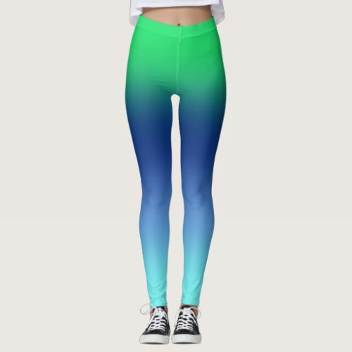 Green Navy Aqua Gradient Leggings