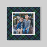 Green Navy Black Watch Plaid Christmas Photo Canvas Print<br><div class="desc">This festive plaid Christmas holiday wall art canvas features a custom square family photo space framed by a classic navy blue,  hunter green,  and black watch Scottish tartan plaid pattern background. Photo tip: crop your photo to a square shape prior to upload.

Photo credit: Sunbeam Photography www.facebook.com/SunbeamPhotography</div>