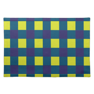 Green Navy Blue Checkerboard Cloth Placemat