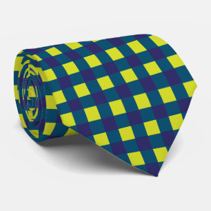 Green Navy Blue Checkerboard  Neck Tie