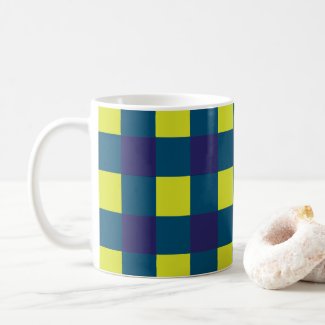 Green Navy Blue Checkerboard Pattern