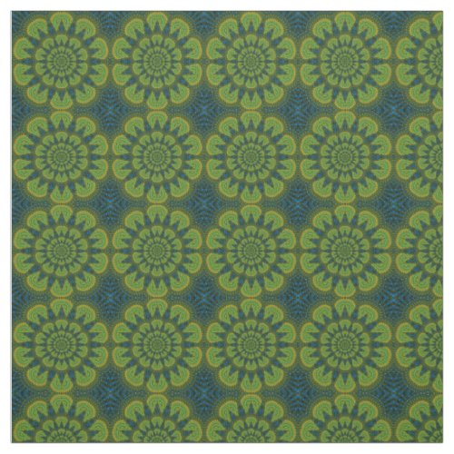 Green Navy Blue Modern Ethnic Textile Tribal Print Fabric