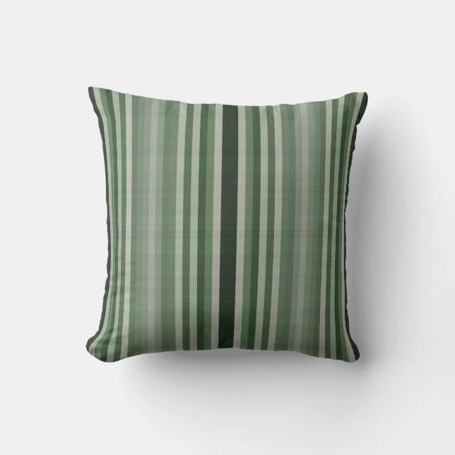 Green Navy Gray Stripes Outdoor Pillow (Front)