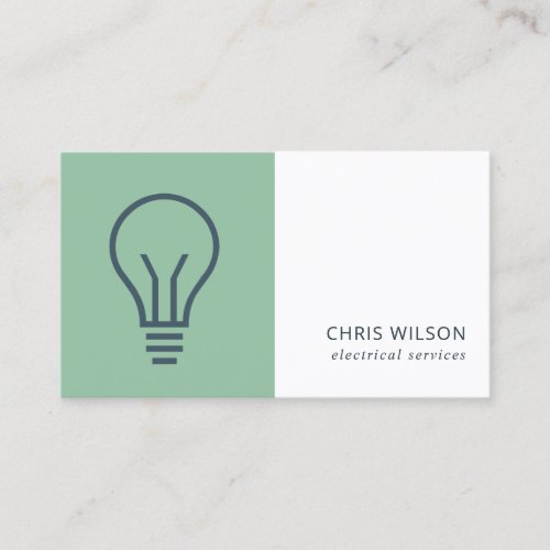 GREEN NAVY GREY ELECTIC BULB ELECTRICIAN ELECTRIC BUSINESS CARD