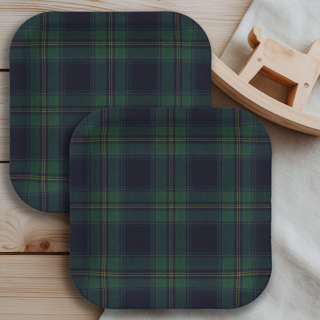 Green Navy Plaid  Paper Plates (Creator Uploaded)