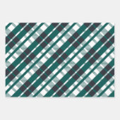  Green & Navy Tartan Plaid Christmas Typography Wrapping Paper Sheets (Front 3)