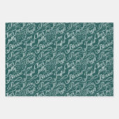  Green & Navy Tartan Plaid Christmas Typography Wrapping Paper Sheets (Front 2)