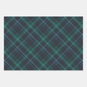  Green & Navy Tartan Plaid Christmas Typography Wrapping Paper Sheets (Front)