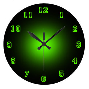 Green Wall Clocks Zazzle Green Neon 10 75 Large Clock