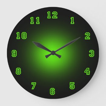 Green Neon 10.75" Large Clock by arklights at Zazzle