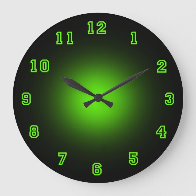 Green Neon 10.75" Large Clock (Front)