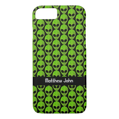 Green Neon Alien Head Pattern iPhone 87 Case