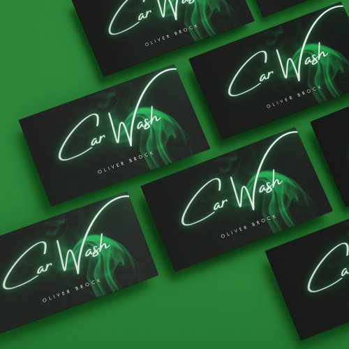 Green Neon Auto Detailing  Car Wash  Business Card