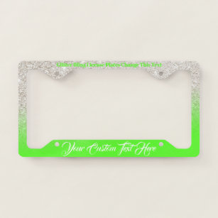 Green Neon Beige Lady Sparkle Bling License Plate Frame