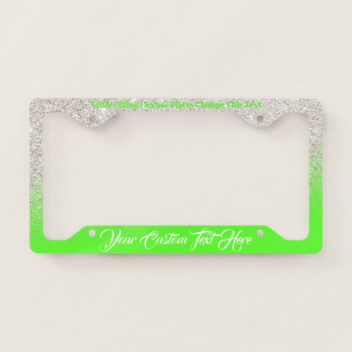 Green Neon Beige Lady Sparkle Bling License Plate Frame