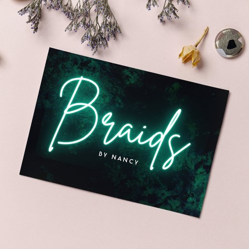 Green Neon Braids Business Card