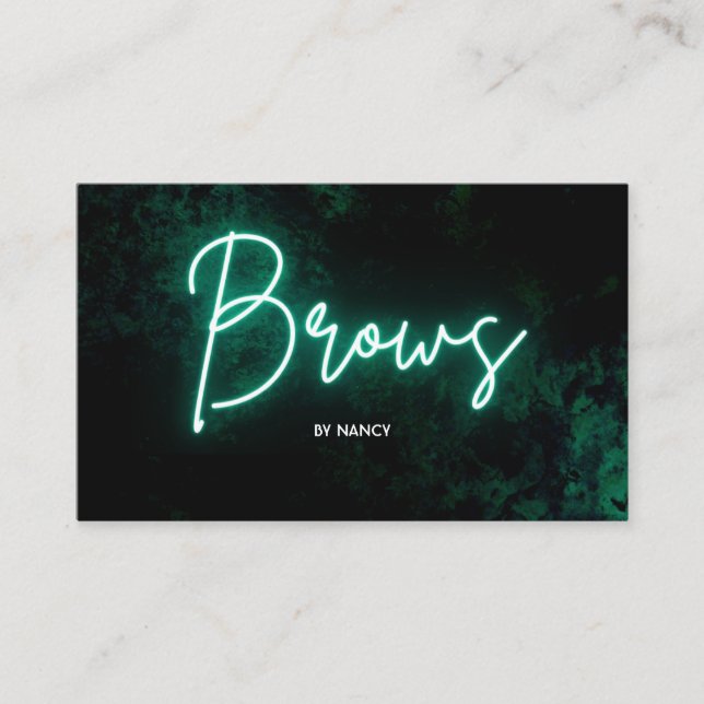 Green Neon Brows Business Card (Front)