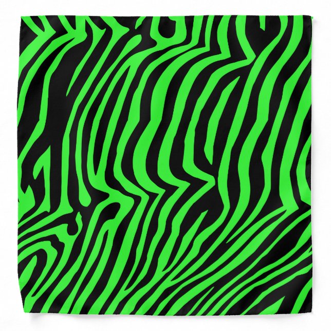 Green neon color zebra pattern bandana (Front)